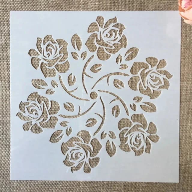 ECT 2119 Six Roses Stencil 13x13cm