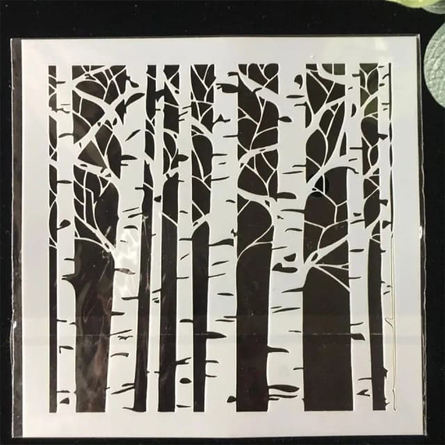 ECT 2121 Tall trees stencil 13x13cm