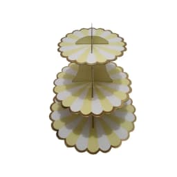 ECT 2132 White and Cream Striped cupcake Stand thumbnail 1