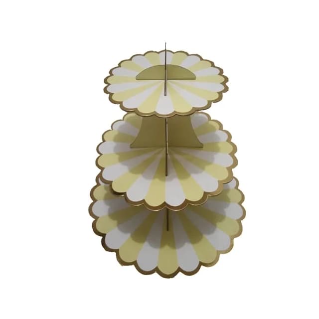 ECT 2132 White and Cream Striped cupcake Stand