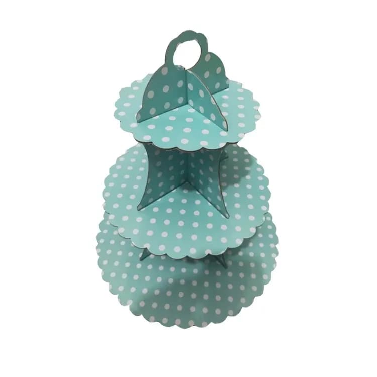 ECT 2138 White and Blue Polka Dot Cupcake Stand image 1