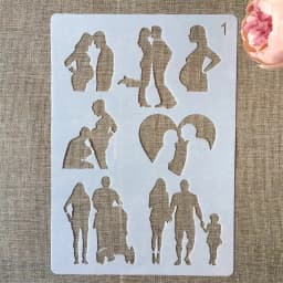 ECT 2171 Family Couple Pregnant woman Stencil thumbnail 1