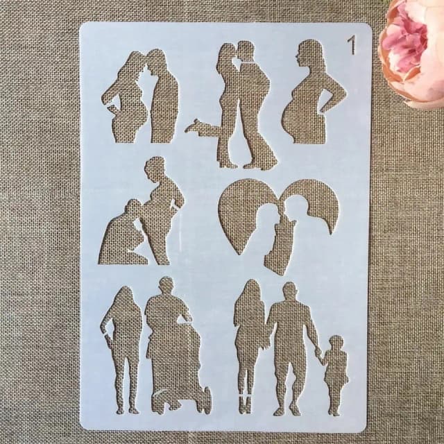 ECT 2171 Family Couple Pregnant woman Stencil