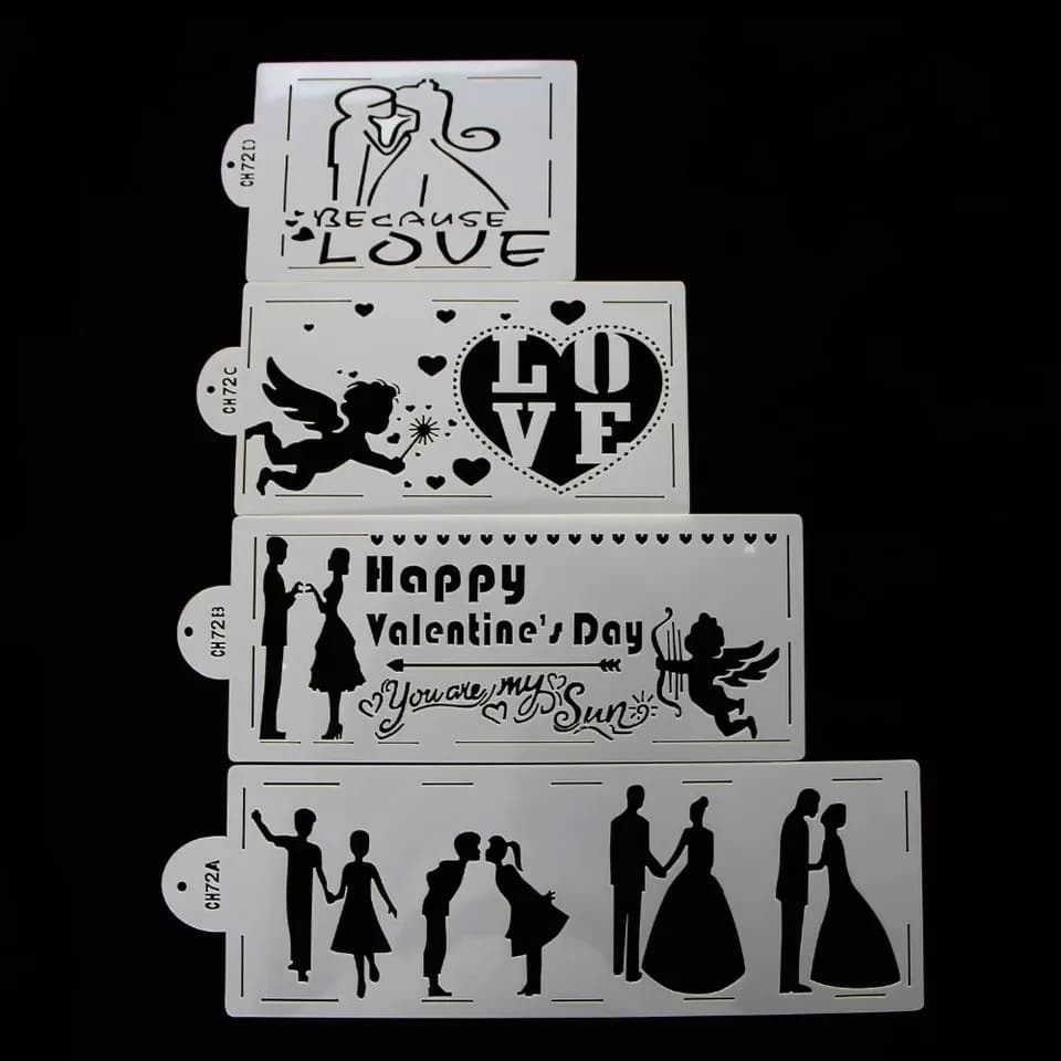 ECT 2174 Valentine Stencil 4PCS image 1