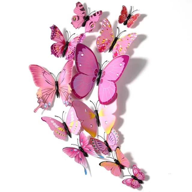 ECT 2213 PINK 12pcs 3d butterfly