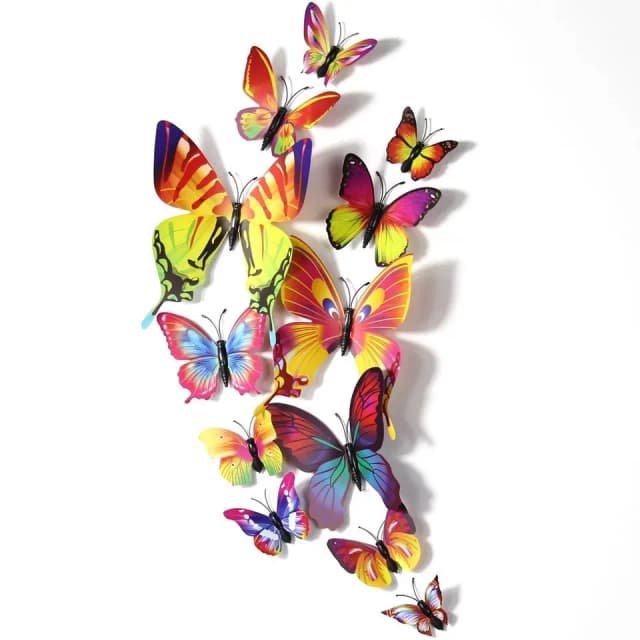 ECT 2214 Multi-colored 12pcs 3d butterfly