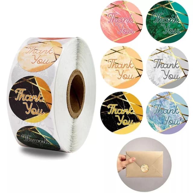 ECT 3062 Marble Thank you sticker  1 inch