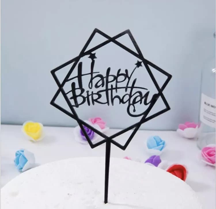 ECT 3082 happy birthday topper BLACK image 1