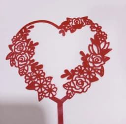 ECT 3097 Heart flower topper RED thumbnail 1