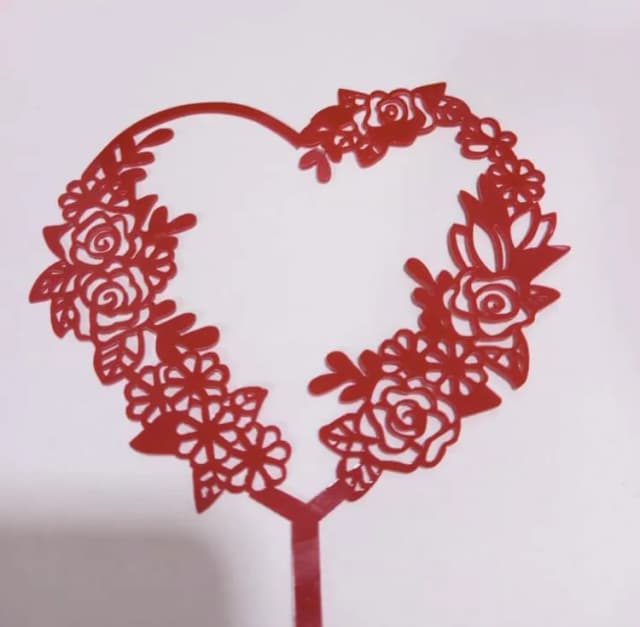 ECT 3097 Heart flower topper RED