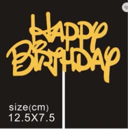 ECT 3211 2PCS GOLD Glitter paper happy birthday topper thumbnail 1