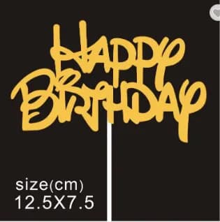 ECT 3211 2PCS GOLD Glitter paper happy birthday topper