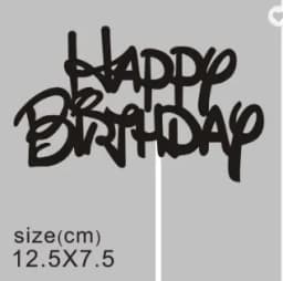 ECT 3212 BLACK 1PCS Glitter paper happy birthday topper thumbnail 1