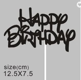 ECT 3212 BLACK 1PCS Glitter paper happy birthday topper