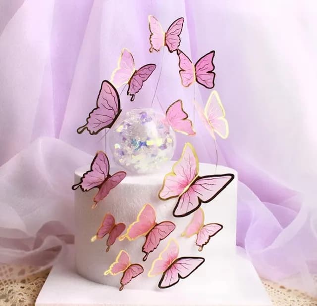 ECT 4975 Pink gold paper butterfly 11pcs